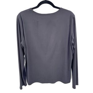 DOUBLE D RANCH Black Microsuede Long Sleeve Crew Neck Top Size Large L